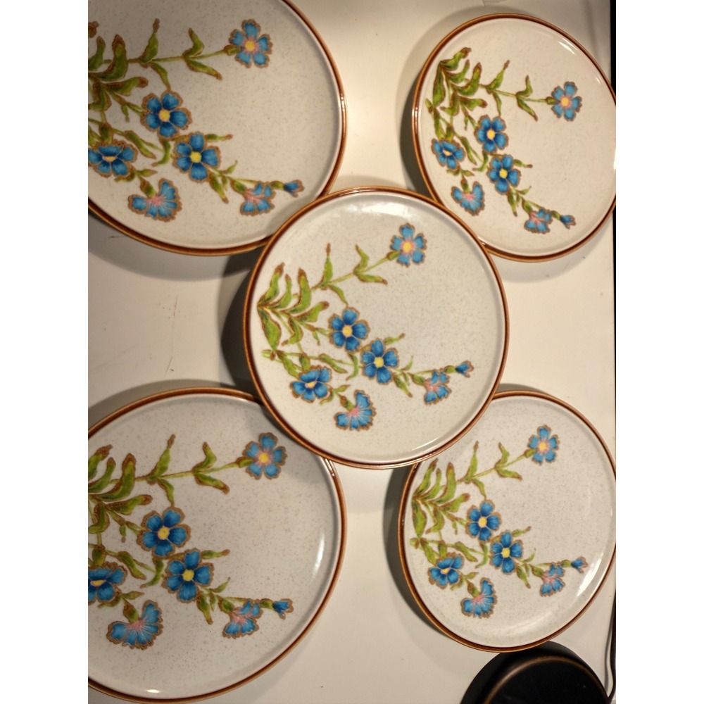 Mikasa Natural Beauty Cornflower C9007 Dinner Plates Set of 5 Blue Floral Japan